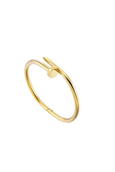 Tessero Brățară tip bangle fixă ​​pentru femei, model unghii, oțel inoxidabil placat cu aur de 18K, mărime universală, mergeți