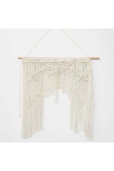 Jumbo Decorative Macrame Curtain Ecru for Window 76 x 91 cm
