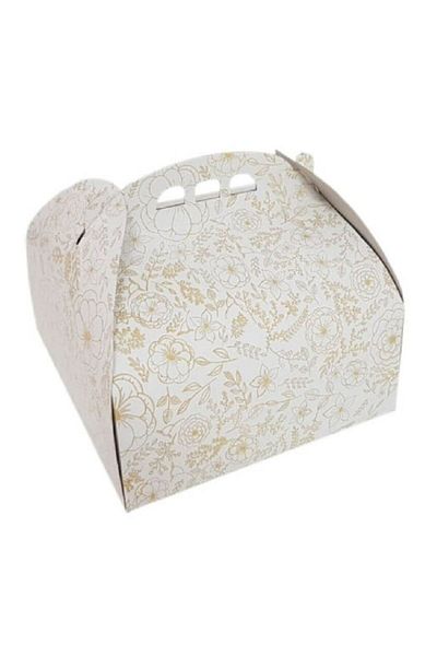 LYOBEST Set of 5 cake boxes 2kg, made of white duplex cardboard with floral pattern, 28x28x12, 5cm