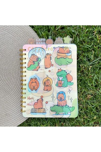 synshop Capybara Capybara Hologramă Caiet cu spirală în dungi cu separator de copertă schimbător