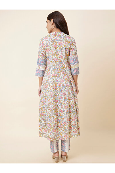 Globus By Styli Embroidered Printed Anarkali Kurta with Trousers Set