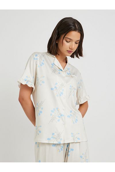 Styli All Over Floral Printed Short Sleeve Shirt and Pyjama Set