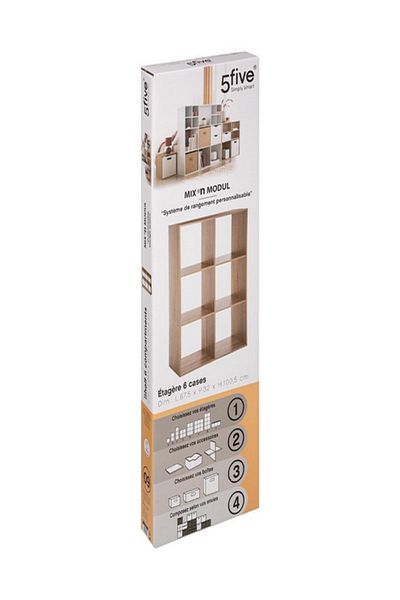 Five Simply Smart 6-Compartment Mix N Modul Wooden Storage Shelf