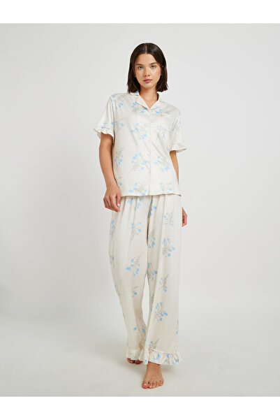 Styli All Over Floral Printed Short Sleeve Shirt and Pyjama Set