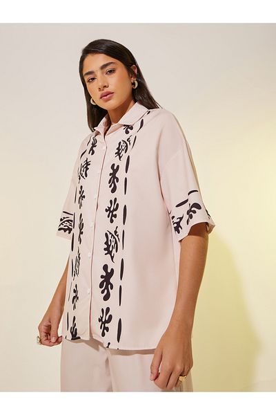 Styli Placement Print Short Sleeve Shirt and Pants Co-Ords