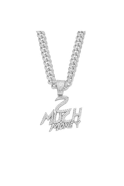 Tessero Cuban Chain Necklace with Hip Hop '2 Much Money' Pendant