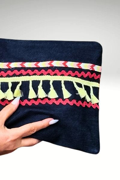KRIMO Women's Jean Clutch Design Denim Fabric Portfolio Hand Bag