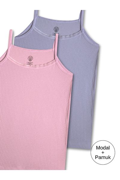 GizaKids Modal - Cotton Blend Girls' Thin Strap Undershirt Set of 6
