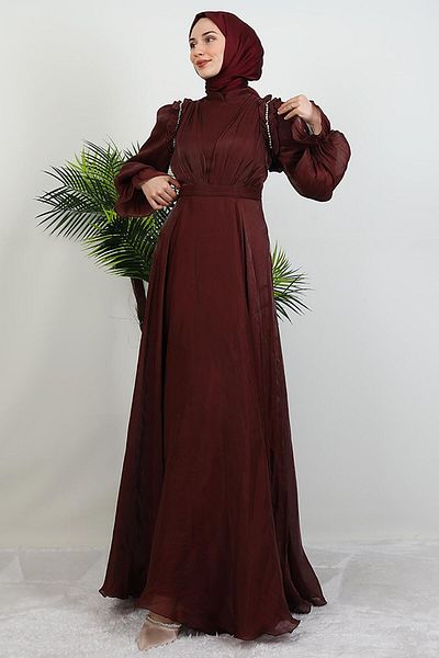 GİYZAMİLA Mısra Φόρεμα Hijab Ροζ Καφέ