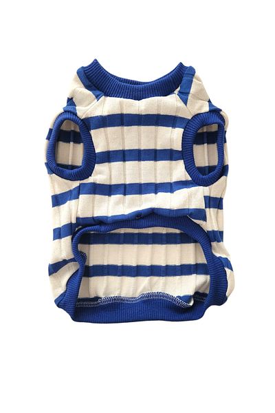 atelyu Cat Dog Outfit Blue Striped Tank Top Tshirt