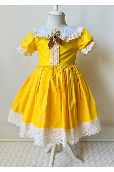 Gala Girl's Dress with Lace Hem