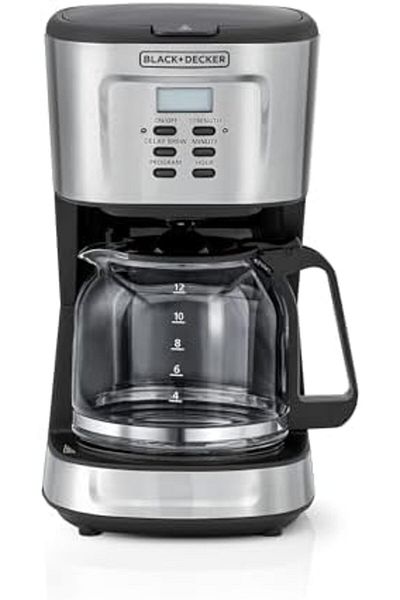 Black&Decker BLACK+DECKER 12-Cup Coffee Maker, 900W Programmable Drip Coffee Machine, 1.5L Glass Carafe, 24-Hour