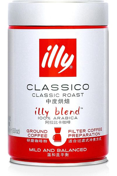 illy Classico Classic Roast Filter Ground Coffee Tins 250g - Package May Vary