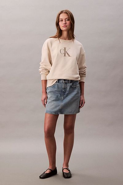 Calvin Klein Dámská mikina LS Monologo Relaxed Fit – béžová