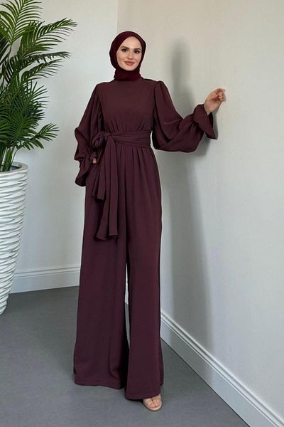 MERVEN AKYÜZ Akel Buy Elastic Waist Jumpsuit Plum