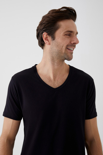 koza iç giyim Men's Cotton V-neck Short Sleeve T-shirt