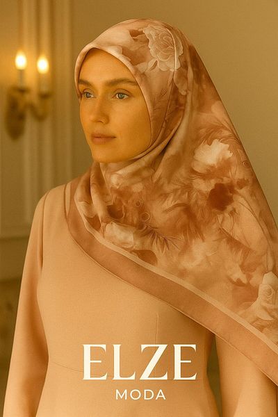 ELZE MODA Rose Patterned Viscose Soft Shal
