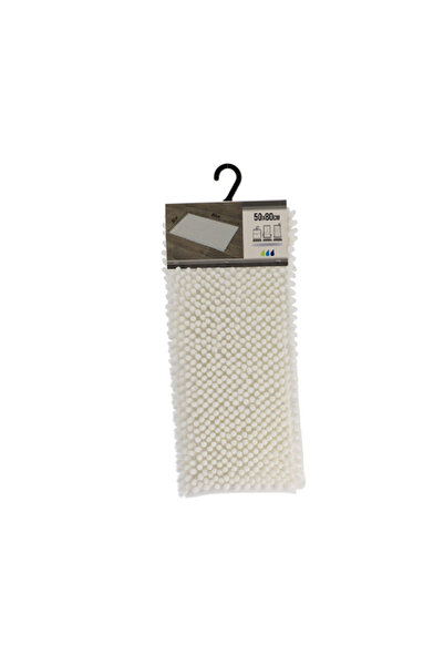 Tendance Anti-Slip Microfiber Bathroom Mat with Balls White 50 x 80cm
