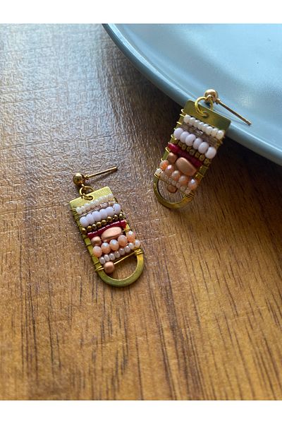 dela otantik Authentic Bohemian Women's Earrings with Colorful Beads - Handmade Ethnic Vintage Bijoux Jewelry with Stones Jewelry