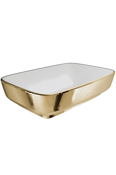 KALE Dove 2.0 60x40 Cm Beyaz-Altın Dikdörtgen Çanak Lavabo