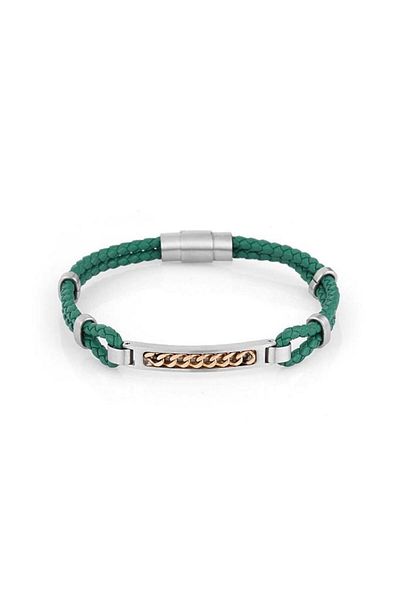 Santa Barbara Polo & Racquet Club Santa Barbara Polo Racquet Club Sbj.6.2039.3 Sporty Design Leather Green Men's Bracelet