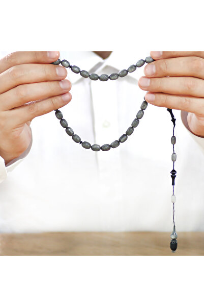 Tesbihane مسبحة كاتالين باللون الرمادي اللؤلؤي والأزرق الداكن مع نظام واحد لكل منها وحرفية ممتازة