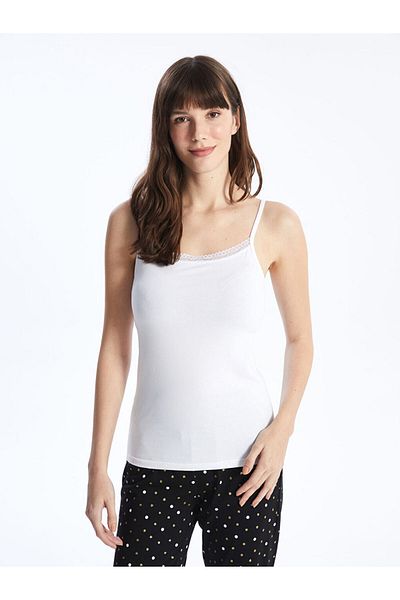LC Waikiki New Season U Neck Lace Detailed Strap Women's Tank Top - S45651Z8