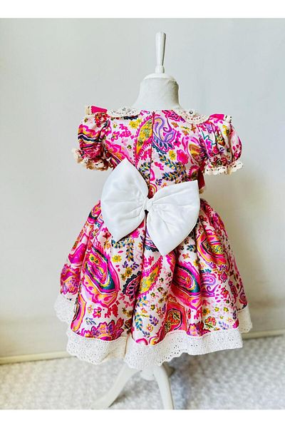 Gala Patterned Satin Girl Dress