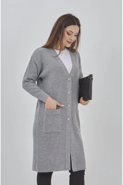 Stilmony Women's Knitwear Flexible Lycra Seasonal Button Detailed Pocketed Long Cardigan