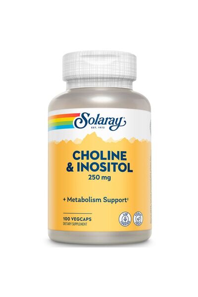 Solaray الكولين والإينوزيتول، 250 ملغ، 100 كبسولة نباتية، يدعم صحة الدماغ