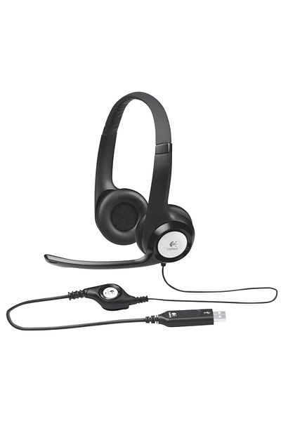 logitech H390 On-Ear Headphones Wired USB Rotating Microphone Black