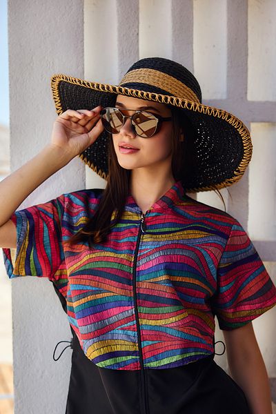 Remsa Mayo Zigzag Stripe Detailed Straw Beach Hat Rş-2103 Black03
