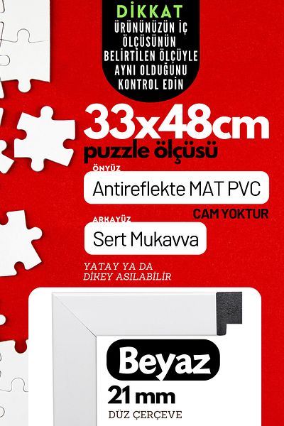 CreaWitch 21mm- 33X48 cm Antireflective Matte Pvc Li Photo 500 Pieces Puzzle Document Frame Horizontal Vertical 21Pcs