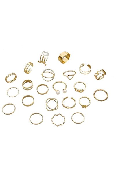 huitich مجموعة خواتم مطلية بالذهب مكونة من 22 قطعة بتصميم بسيط وعصري