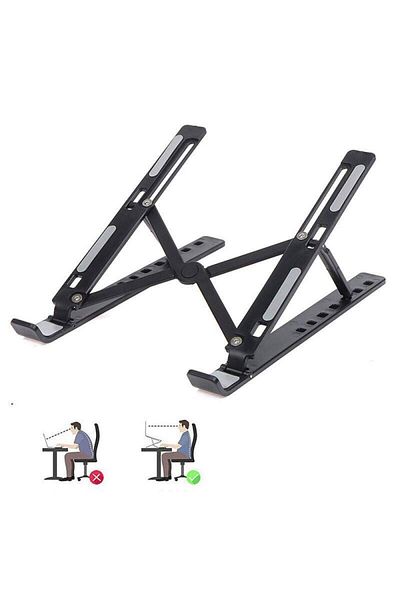 SIKS Suport pliabil pentru laptop, universal, aluminiu durabil, negru