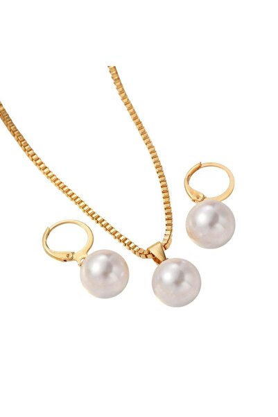 huitich طقم قلادة وأقراط أنيقة من اللؤلؤ