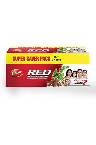 Dabur Red Toothpaste - India's No.1 Ayurveda for Protection, Removes Plaque, Yellow Teeth & Foul Bre