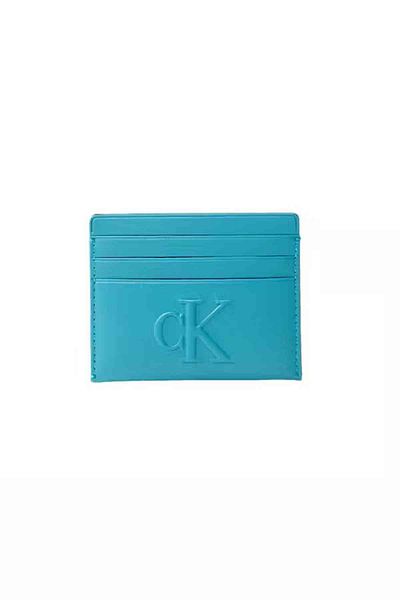 Calvin Klein محفظة جلدية للنساء بحامل بطاقات 6CC - تركواز