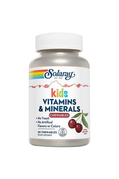 Solaray Kids Vitamins & Minerals, Black Cherry, 60 Chewable Tablets, Supports Immune Health