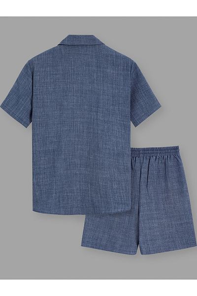 NO4 Cotton Textured Sofi̇a Imported Pocket Shorts Shirt Set