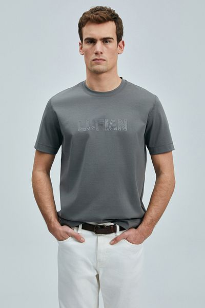 Lufian Think Modern Graphic T-Shirt Dark Green