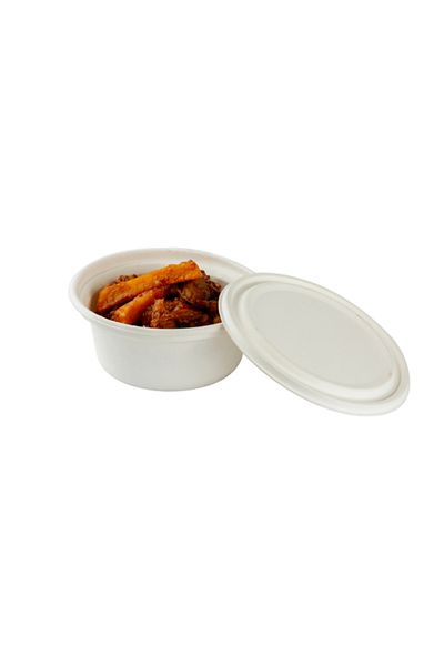 alenked 300ml Ecological Natural Paper Cardboard Bowl with Lid 50 Pieces