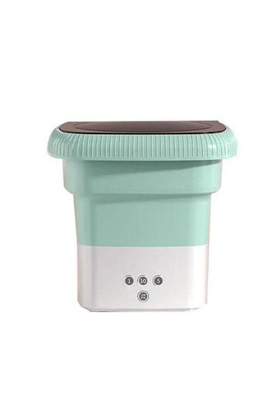 SIKS Mini Washing Machine, Portable And Foldable, 3 Washing Programs, Green/white