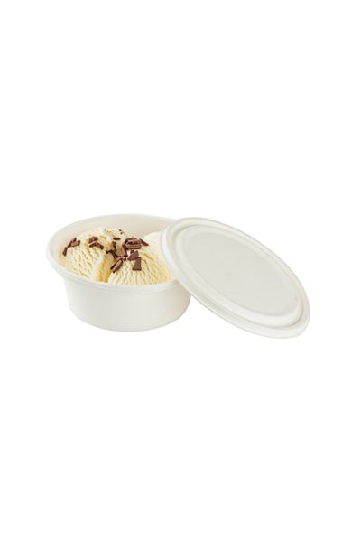 alenked 300ml Ecological Natural Paper Cardboard Bowl with Lid 50 Pieces
