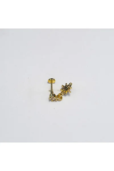 Piercing by Sever Dangle North Star Steel Piercing… Gold/Gold Color with Clear Stone (Tragus Helix Conch Flat)