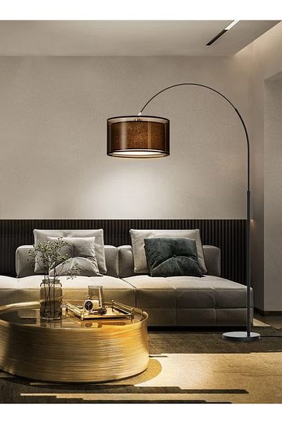 Cady One Kadi One Long Lamp and LED Floor Lamp for Living Room with Adjustable Cylinder Shade and Remote Cont