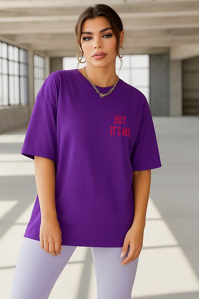 BENROMA 1 προϊόν για αγορές 6 και άνω Δώρο Hey It's Me Printed Oversize T-shirt