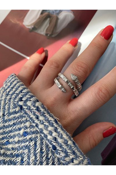 Pinery Jewels 3 Rows Snake Bottom Adjustable Women's Ring
