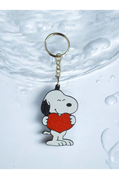 multiogz Kalp Tutan Snoopy Figürlü Anahtarlık | 3D Yazıcı Tasarım Sevimli Köp...