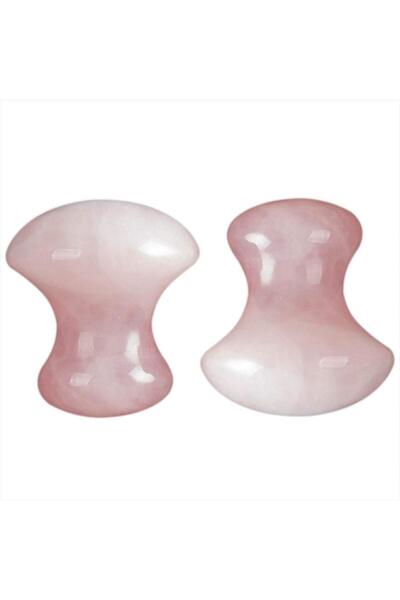 Generic 2pcs Vicky Natural Rose Quartz Crystal Mushroom Massage Stone